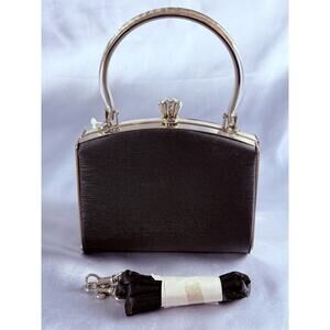 Vintage SASHA Box Purse Art Deco Black Silver Handle Rhinestone NWT